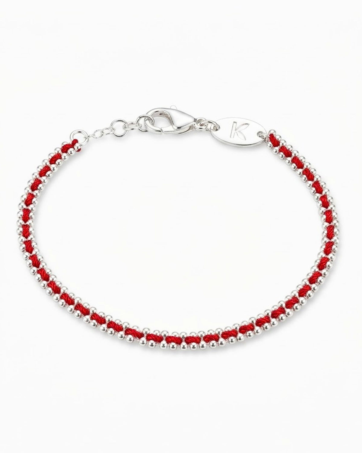 Red chain bracelet-silver