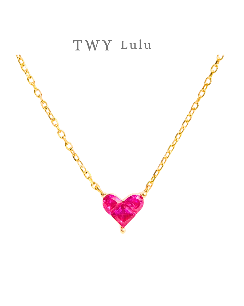 Tiny ruby heart necklace 925silver 14vermeil