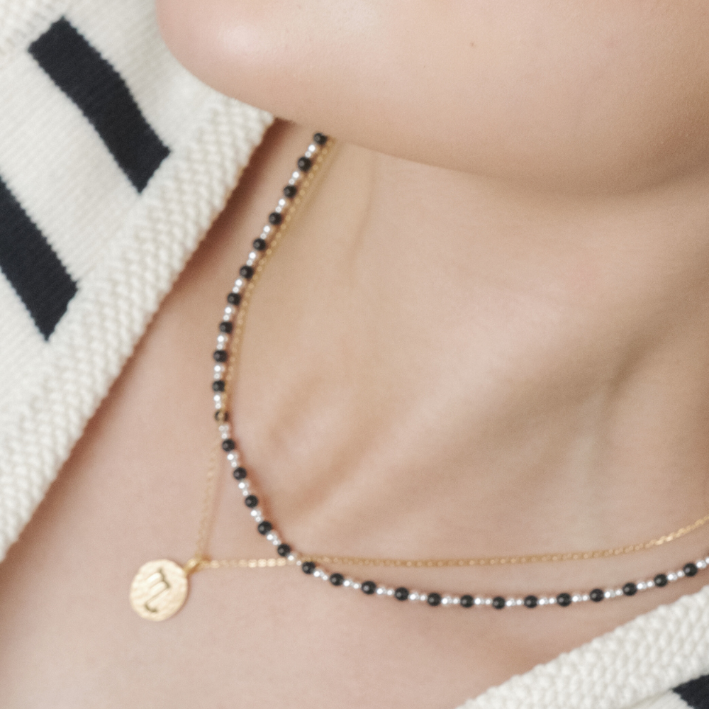 TWY Black agate chain necklace