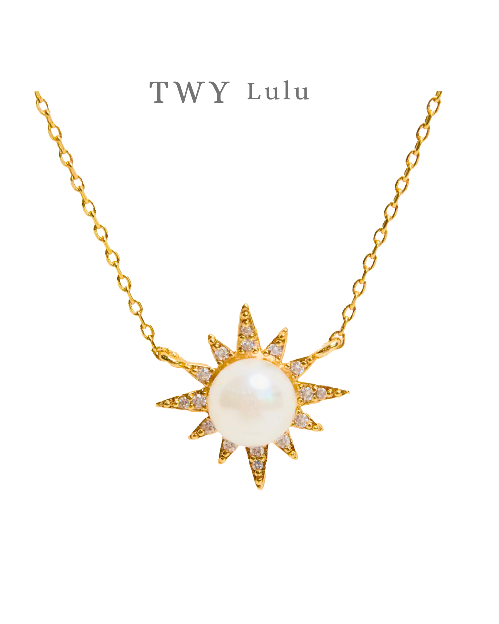 Pearl hexagram necklace 18k thick gold plating with zircon
