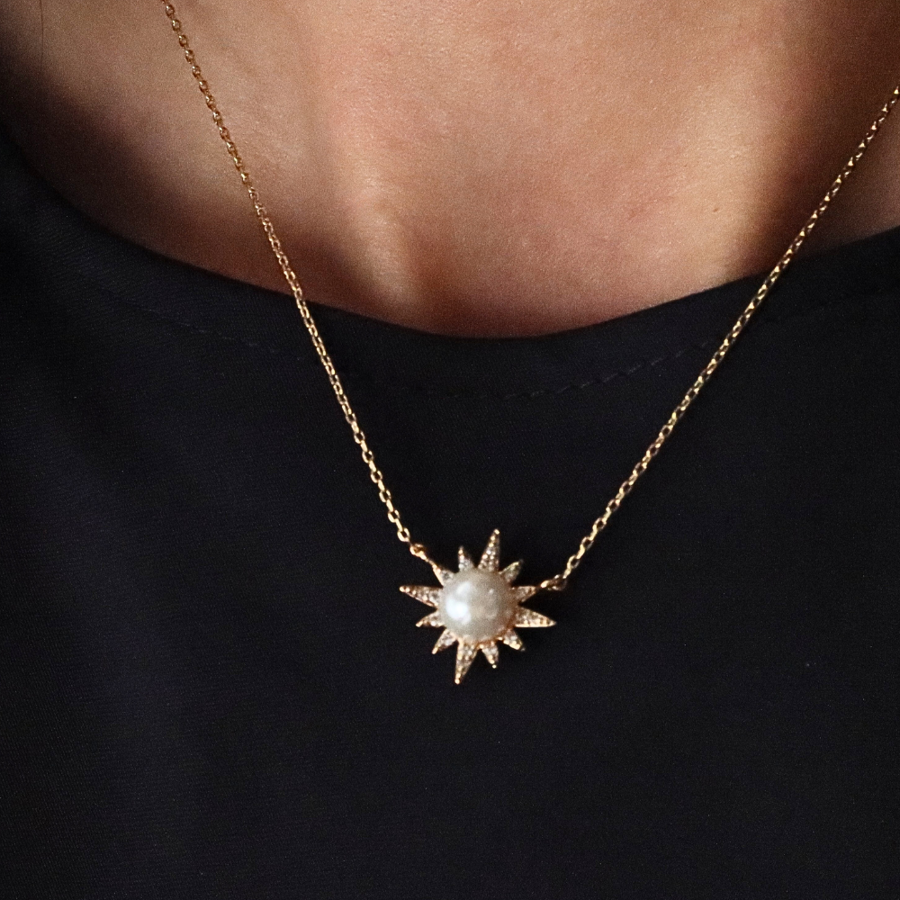 
                      
                        Pearl hexagram necklace 18k thick gold plating with zircon
                      
                    