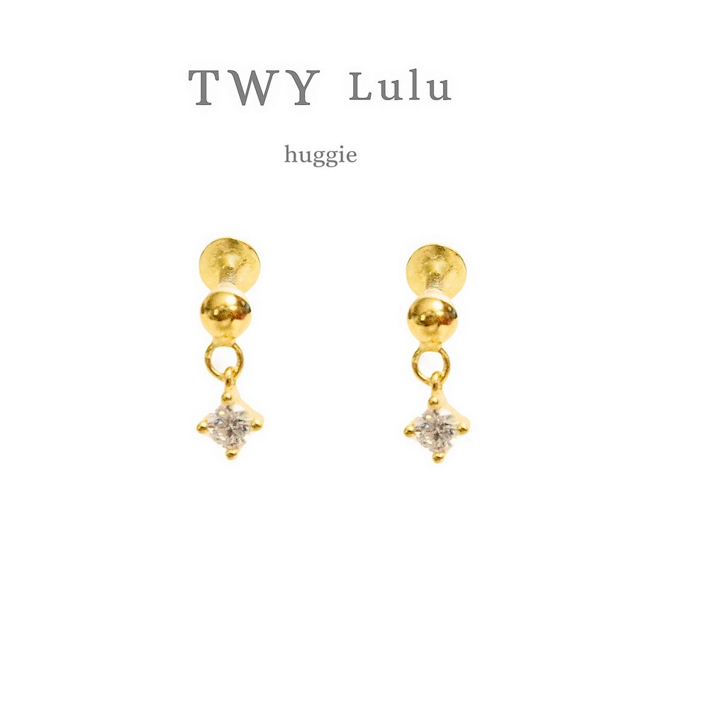 Dangling zircon stud 925silver 14k vermeil