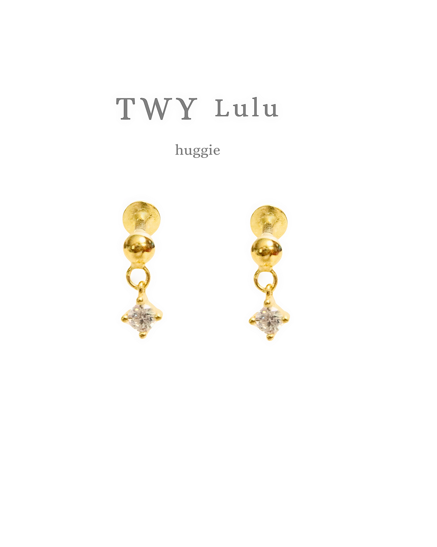 Dangling zircon stud 925silver 14k vermeil