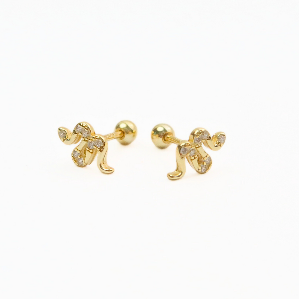 snake zircon mini stud 14k gold vermeil