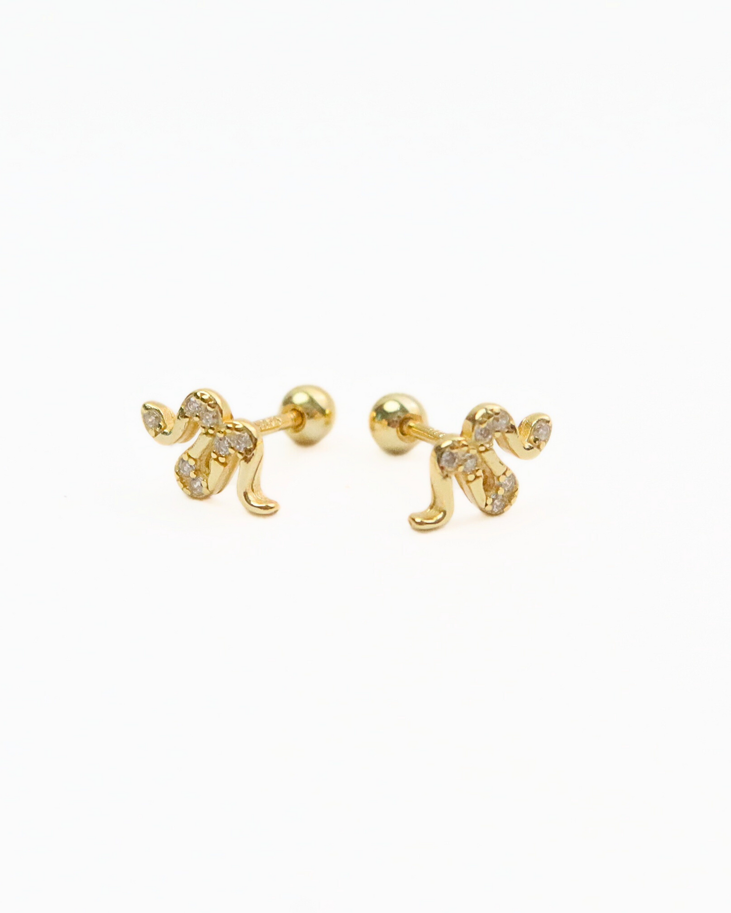 snake zircon mini stud 14k gold vermeil