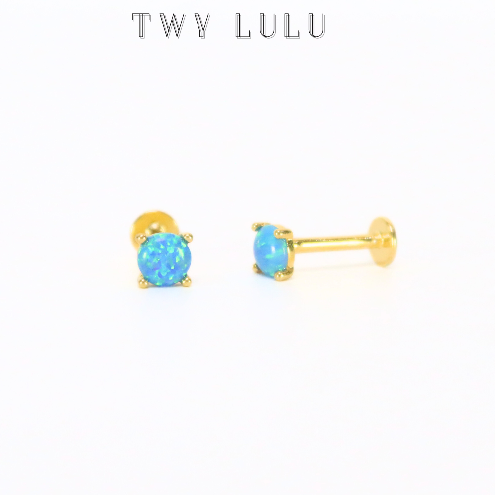 Mini Blue Opal flat-locker stud