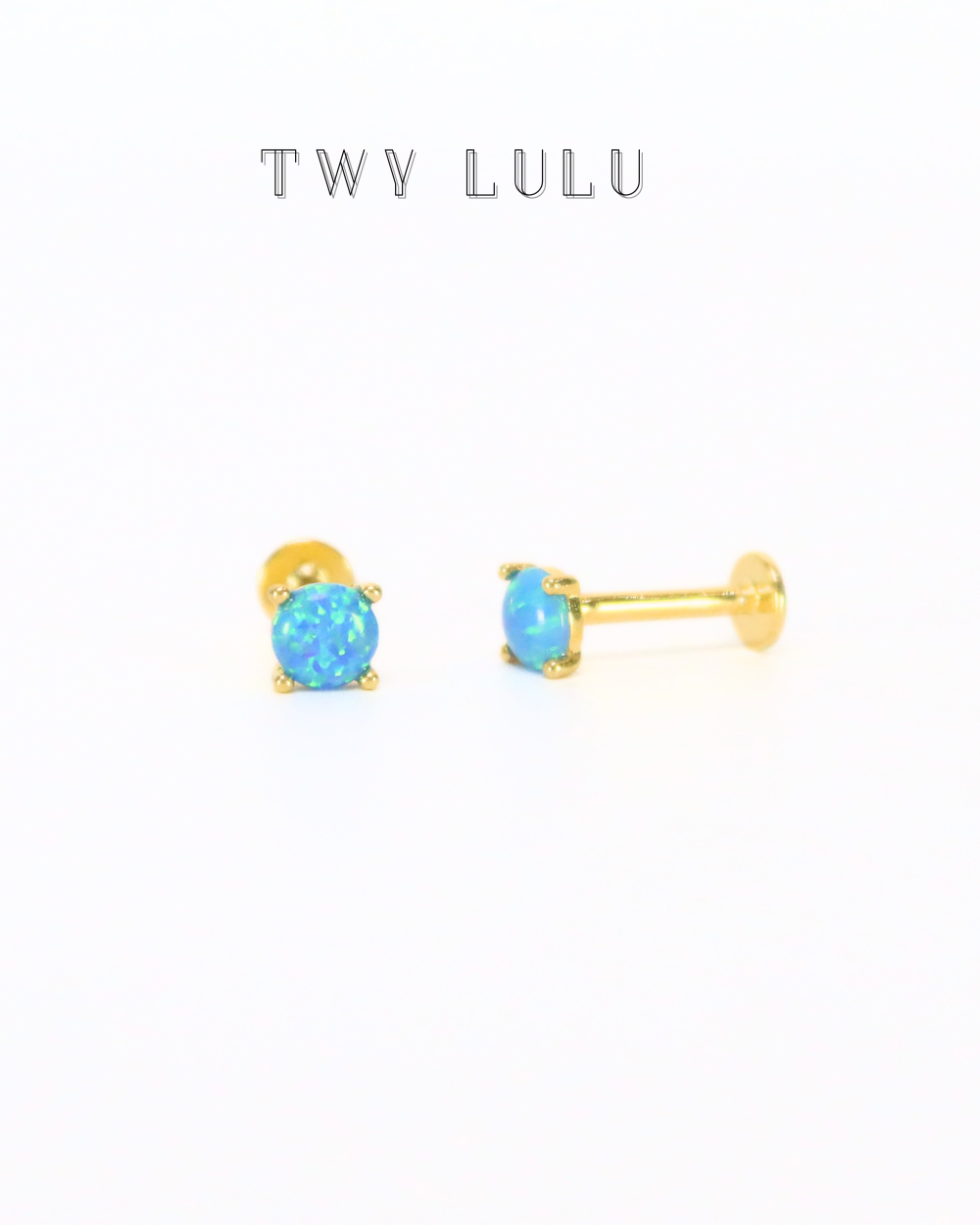 Mini Blue Opal flat-locker stud