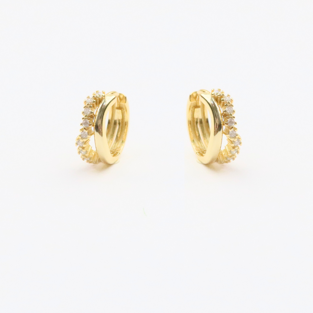 Ava zircon double huggie 14k vermeil