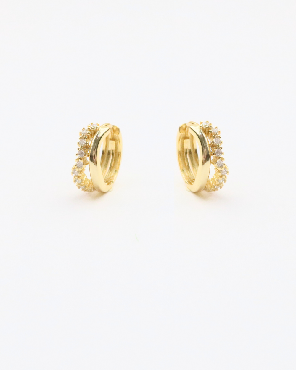 Ava zircon double huggie 14k vermeil