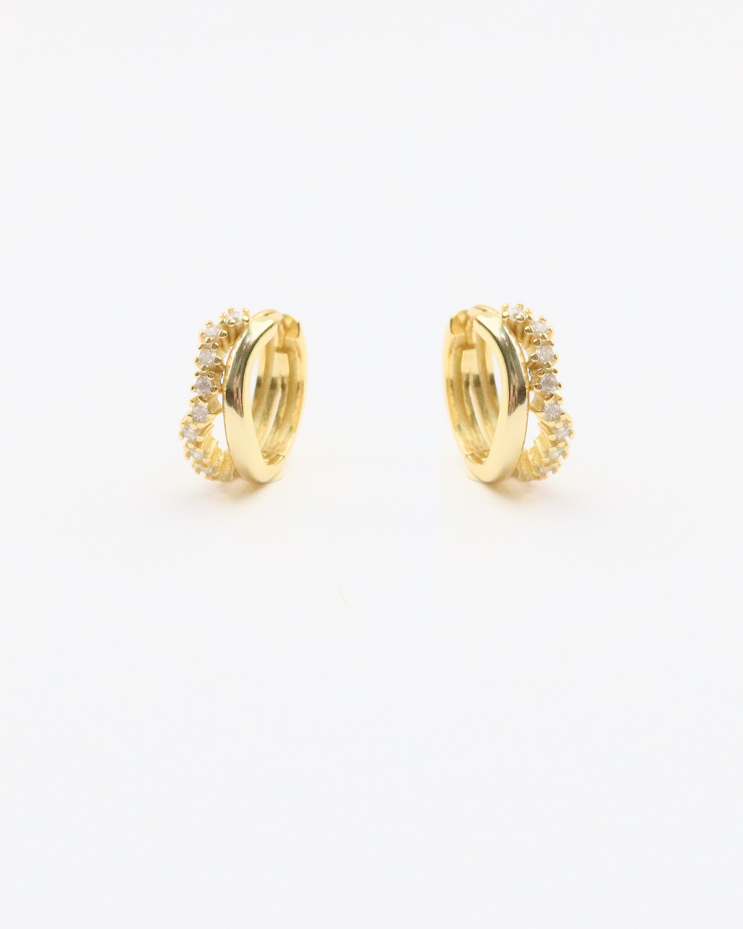 Ava zircon double huggie 14k vermeil