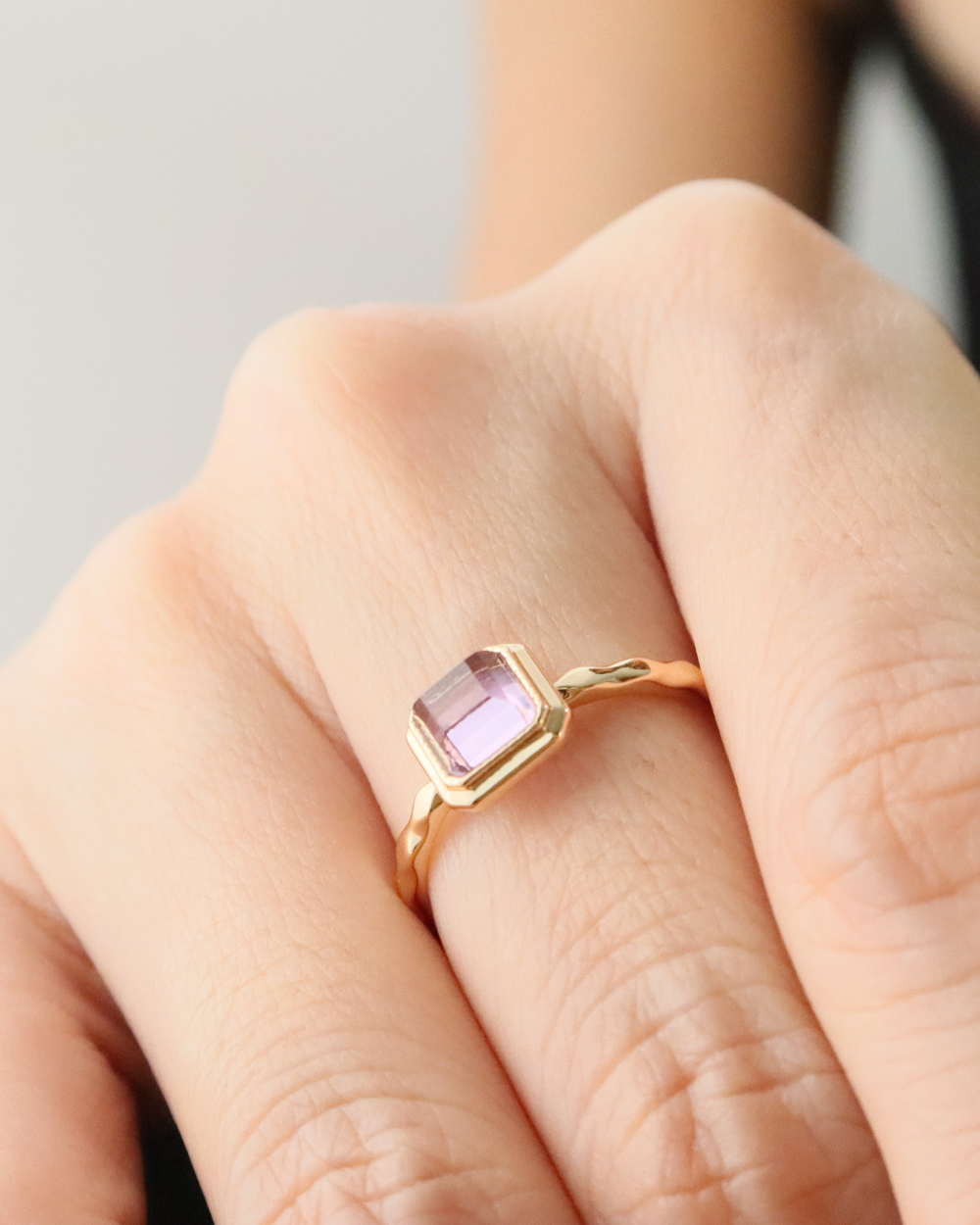 amethyst ring thick 14K vermeil adjusted size