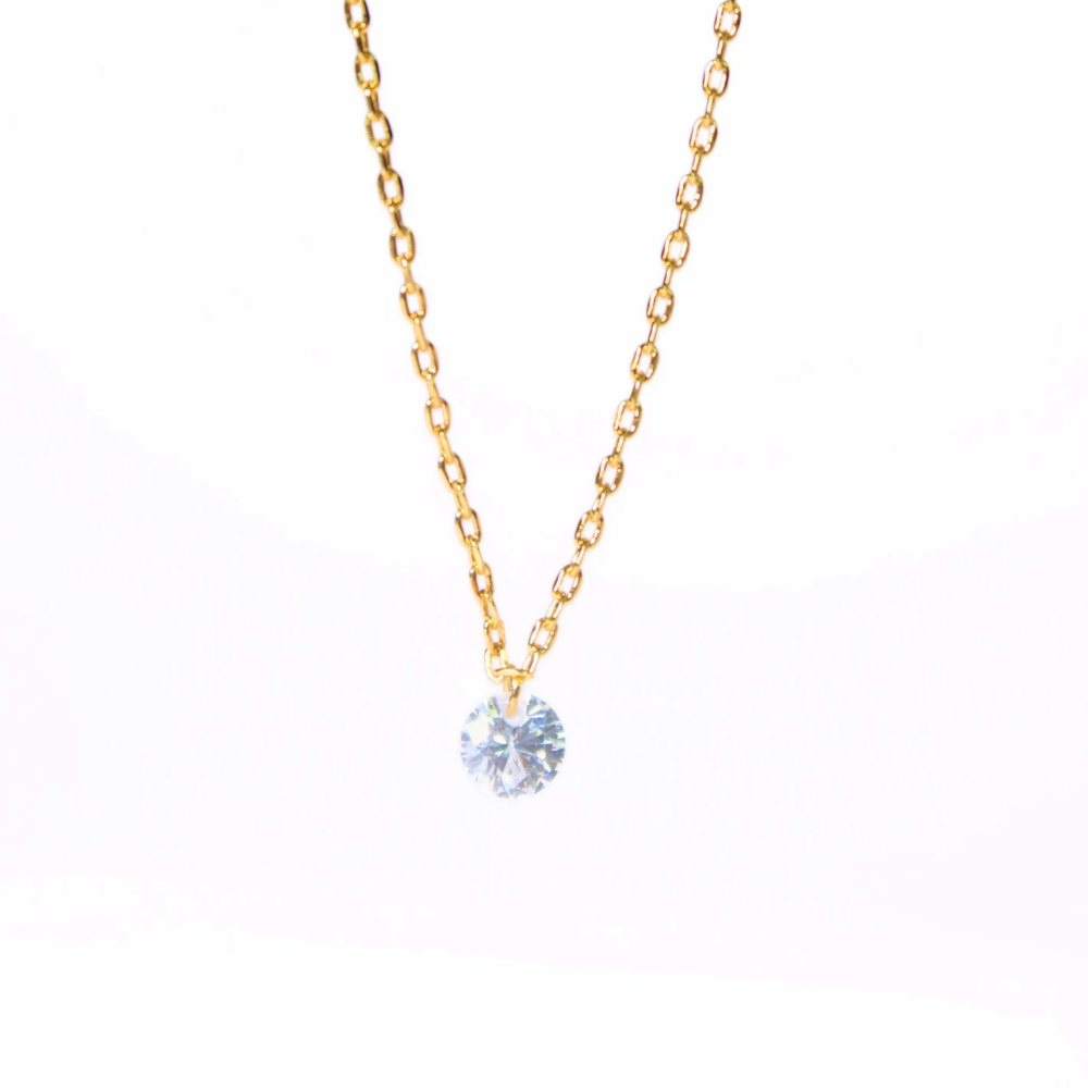 Float diamond necklace -White