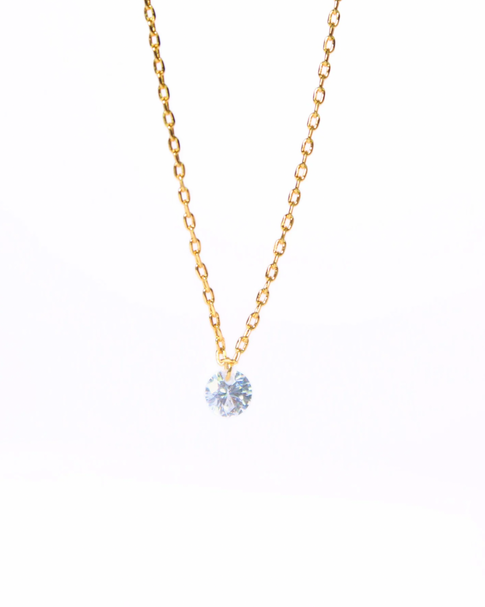 Float diamond necklace -White