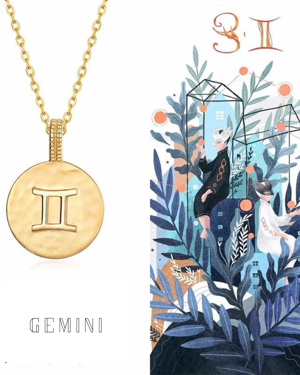 Zodiac sign necklace- Gemini