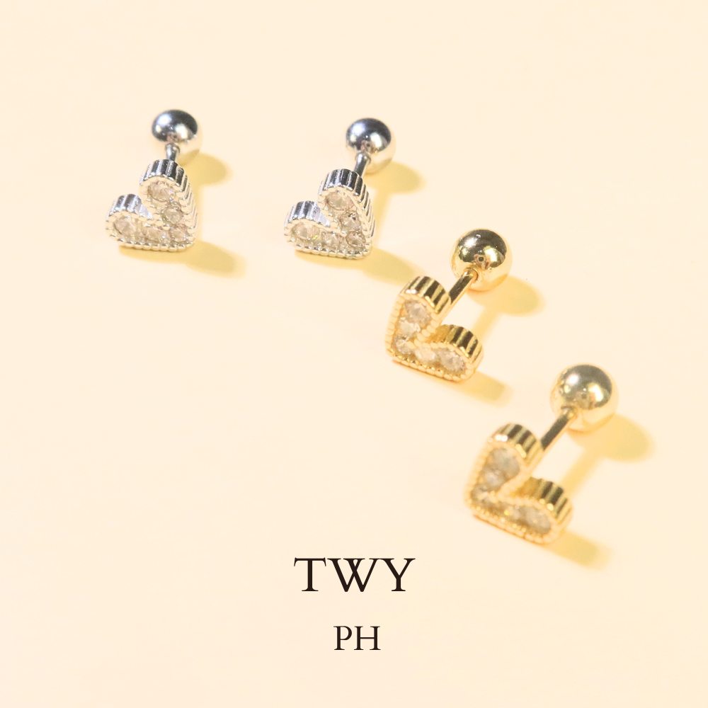 TWY heart zircon stud