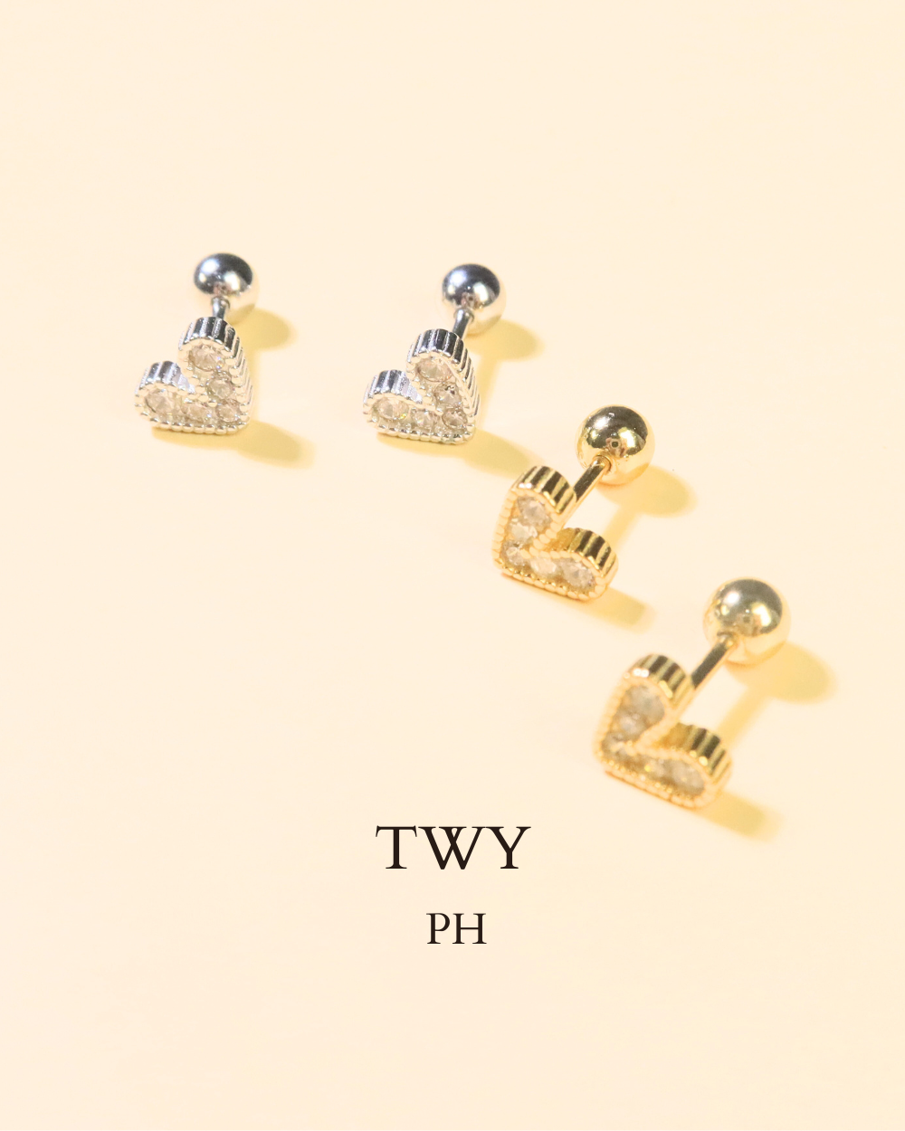 TWY heart zircon stud