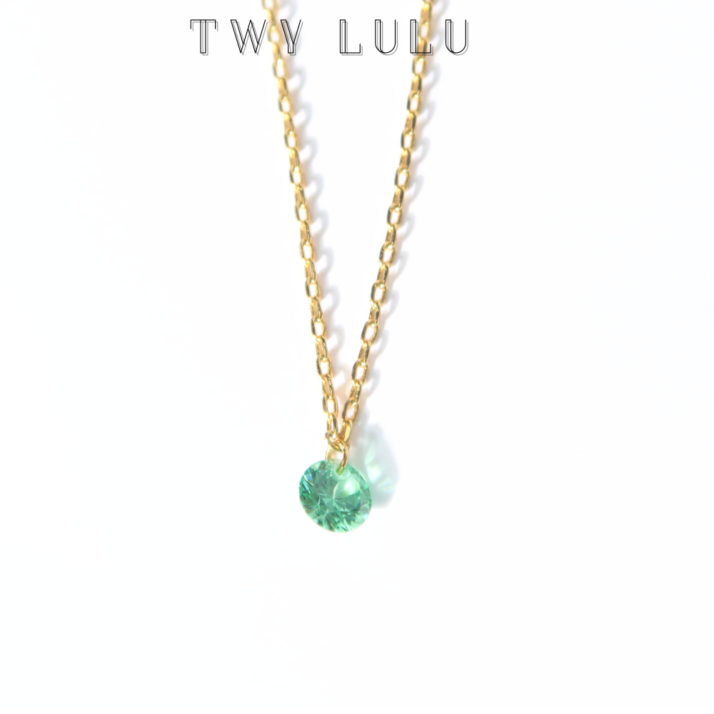 Float diamond necklace -Green