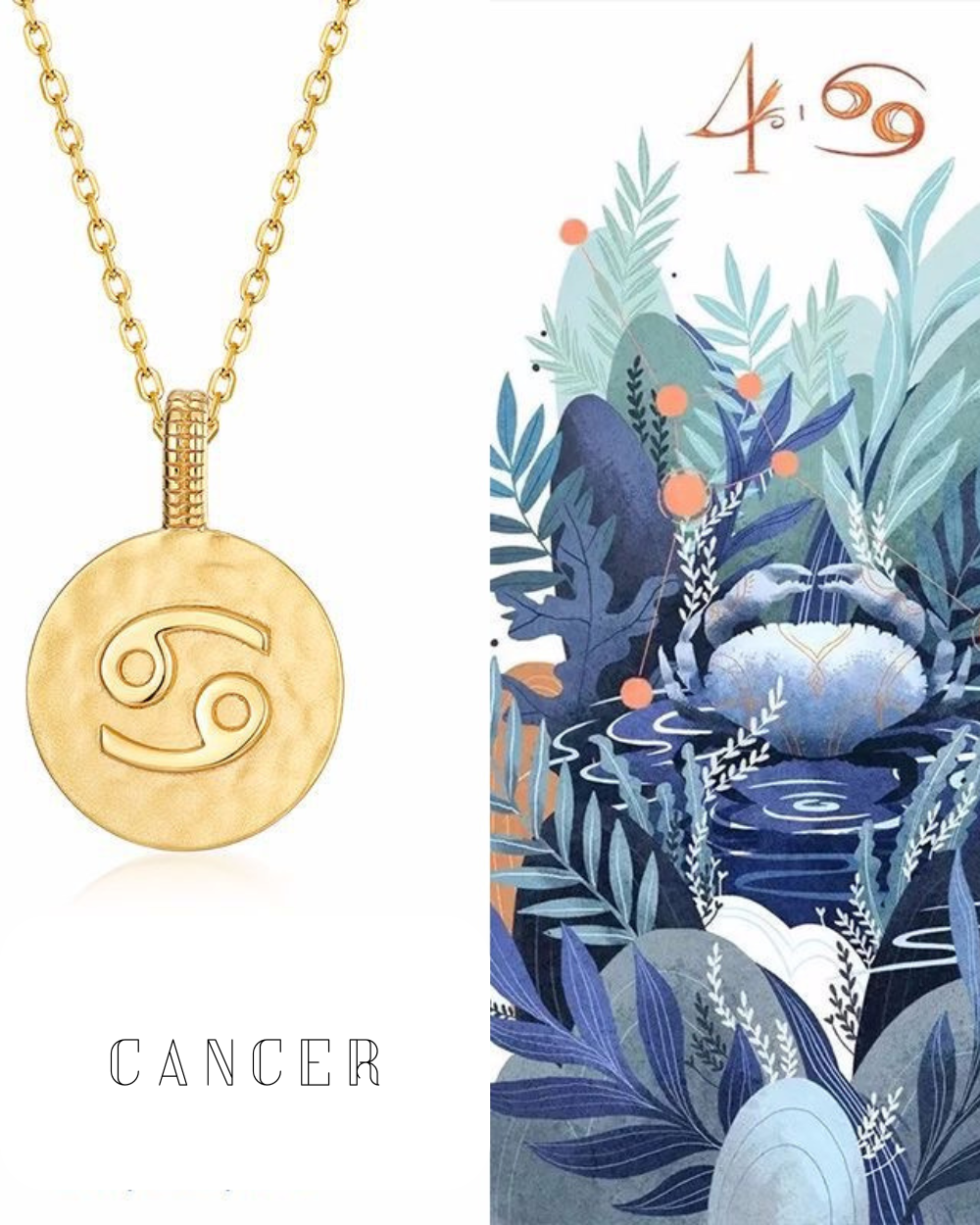 Zodiac sign necklace- Cancer