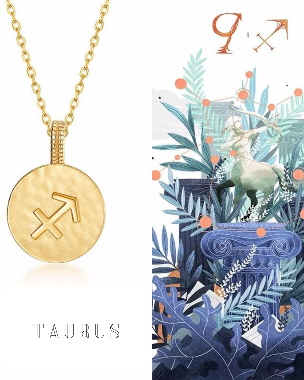 Zodiac sign necklace- Taurus