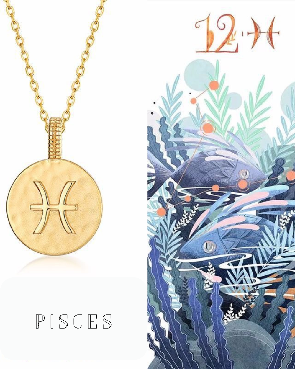 Zodiac sign necklace-Pisces