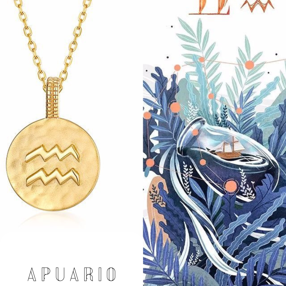 zodiac sign necklace -Aquarius