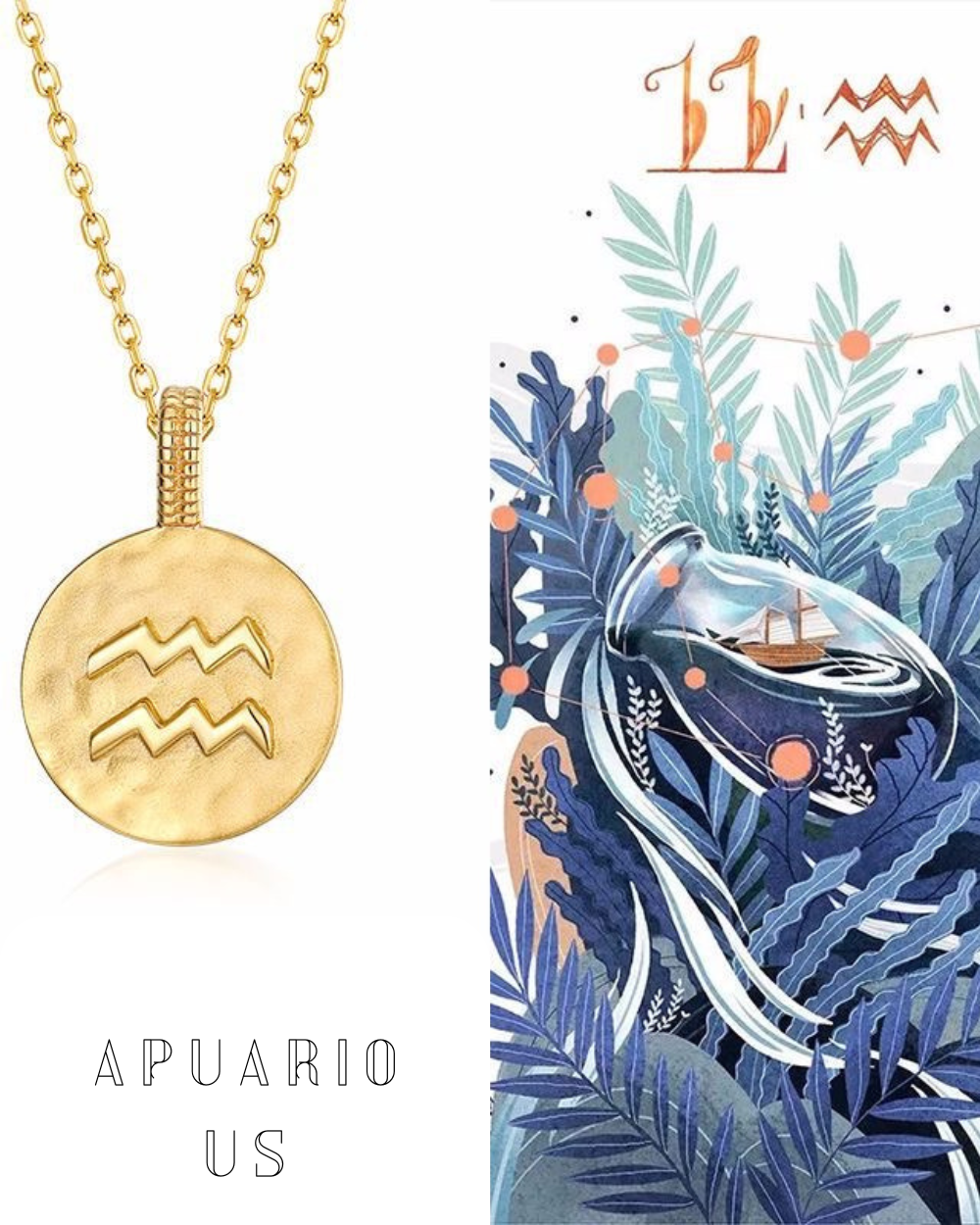 zodiac sign necklace -Aquarius