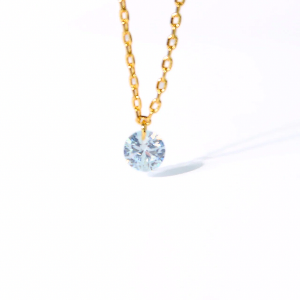 Float diamond necklace -Blue