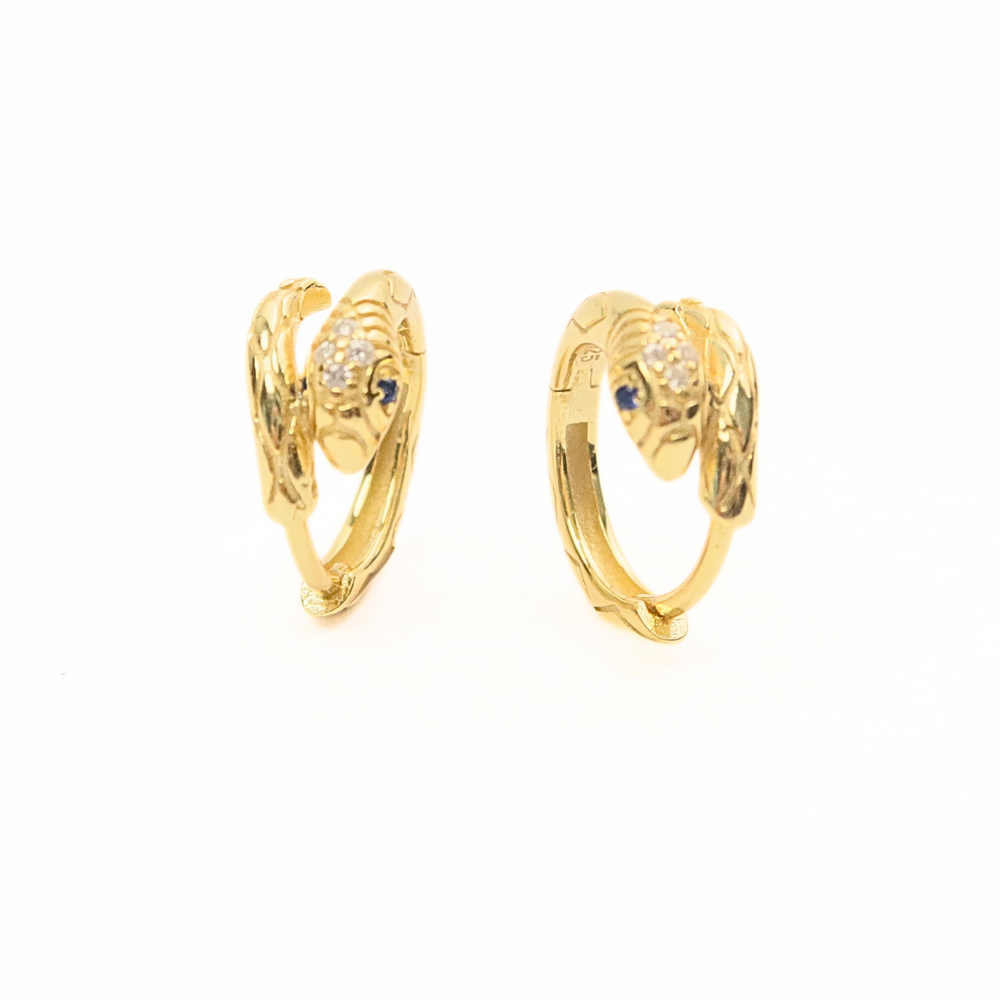snake zircon huggie 14k gold vermeil