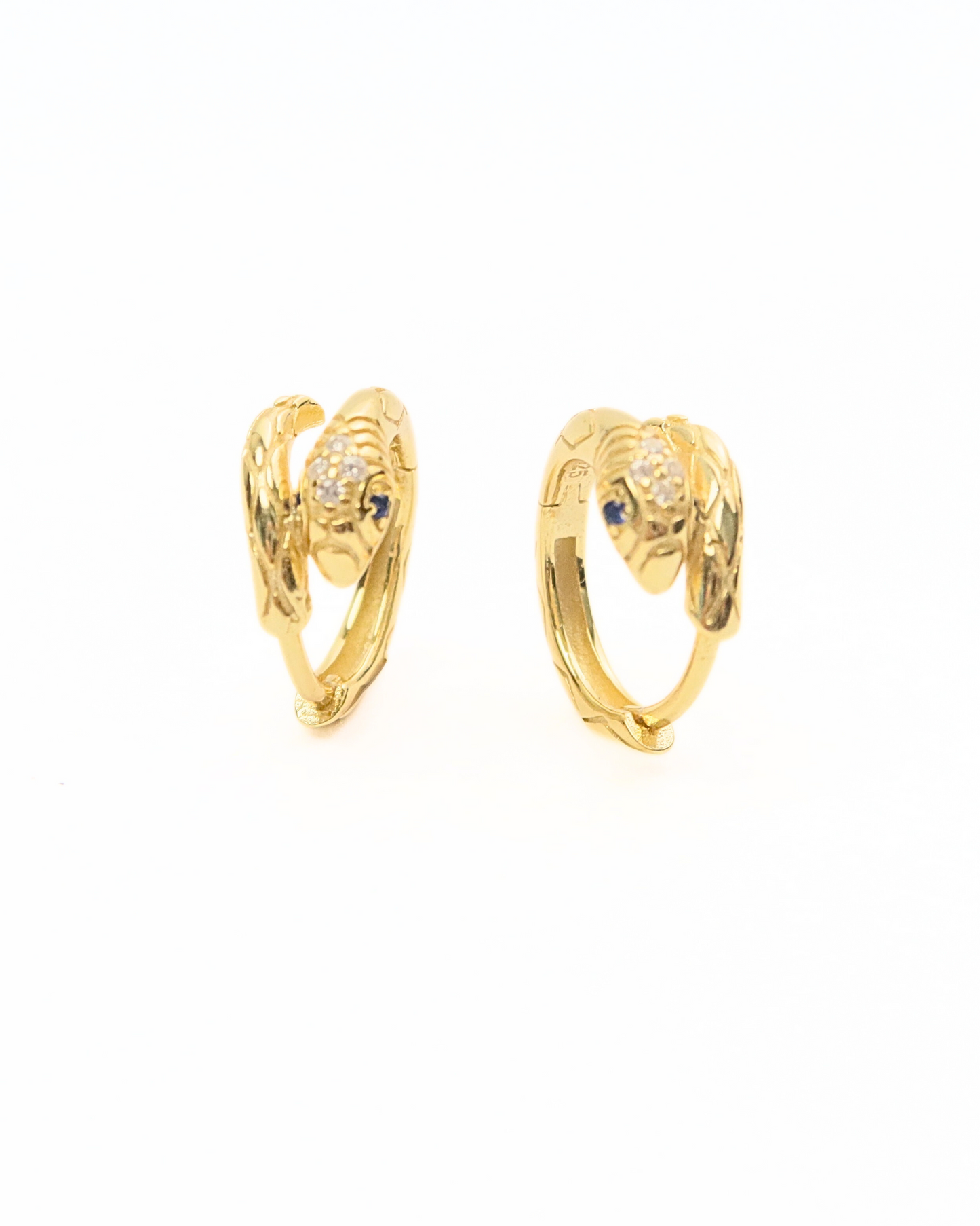 snake zircon huggie 14k gold vermeil
