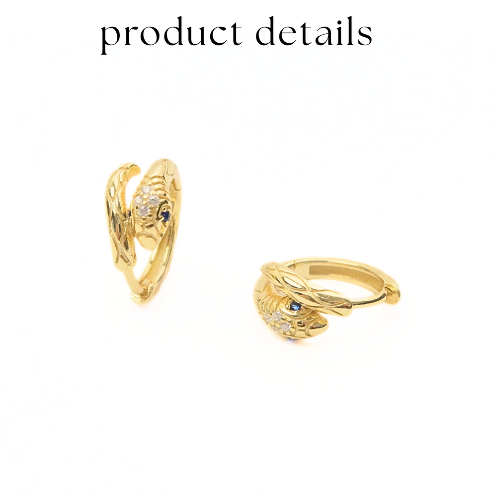snake zircon huggie 14k gold vermeil