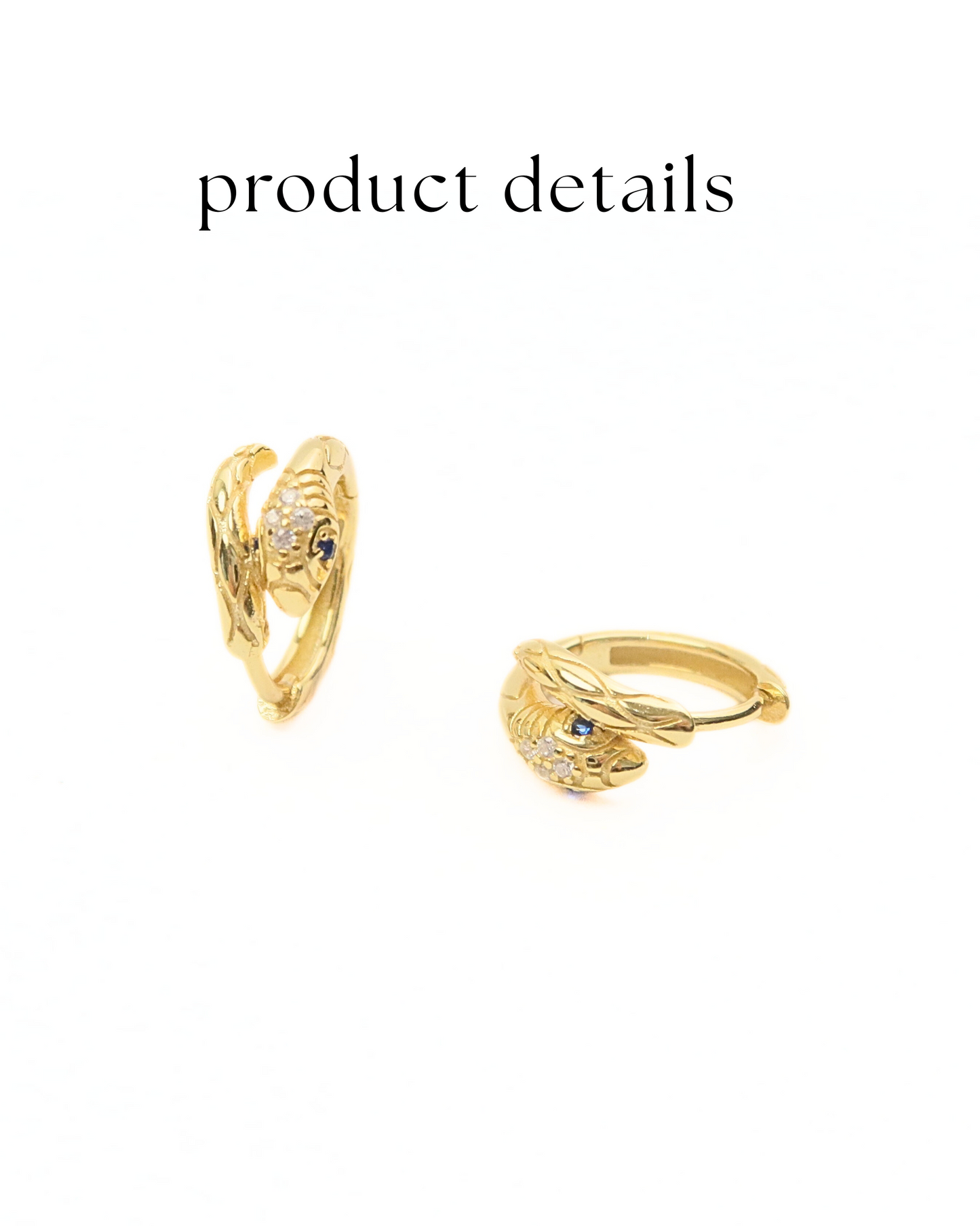 snake zircon huggie 14k gold vermeil