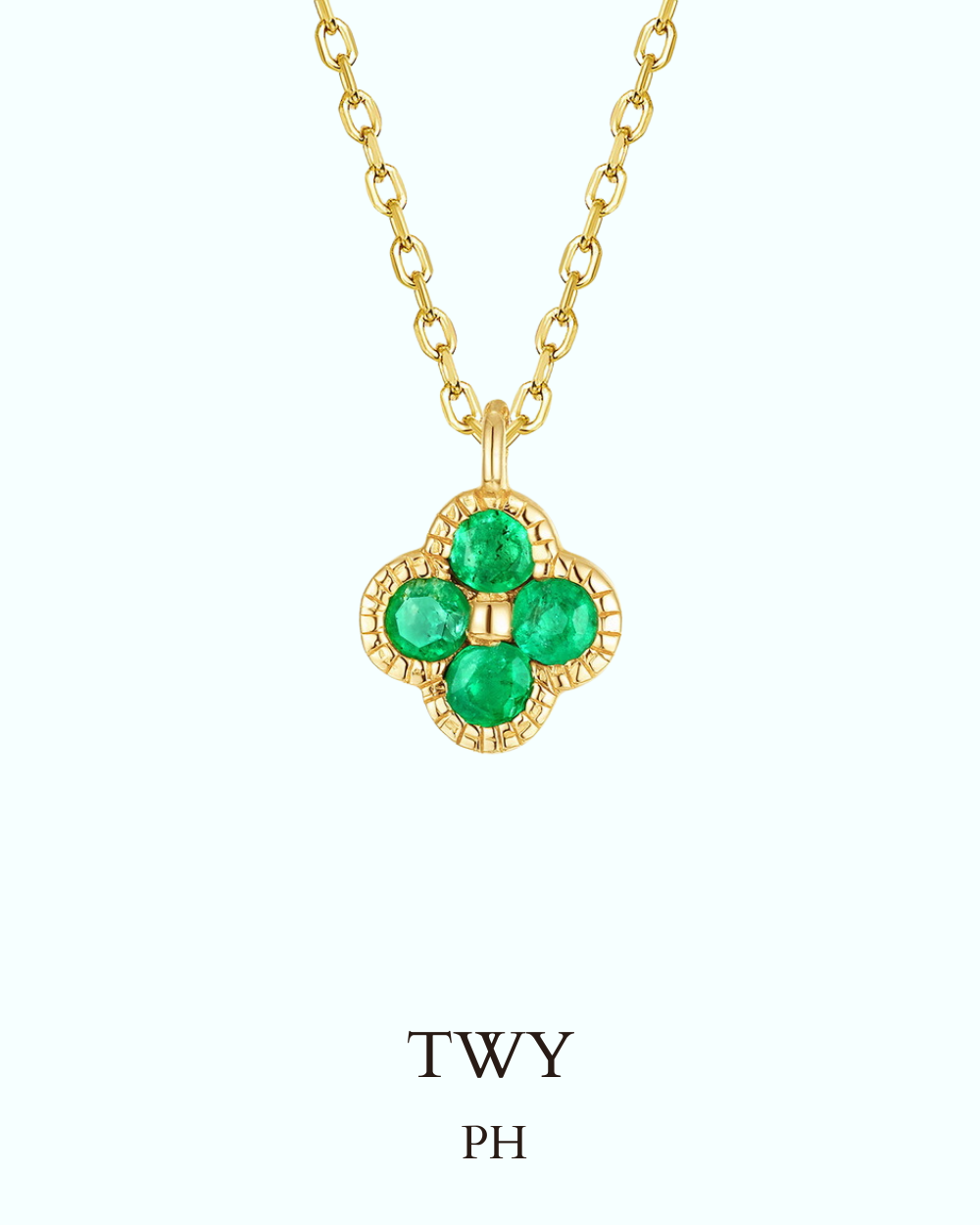 Emeralds clover necklace-925silver