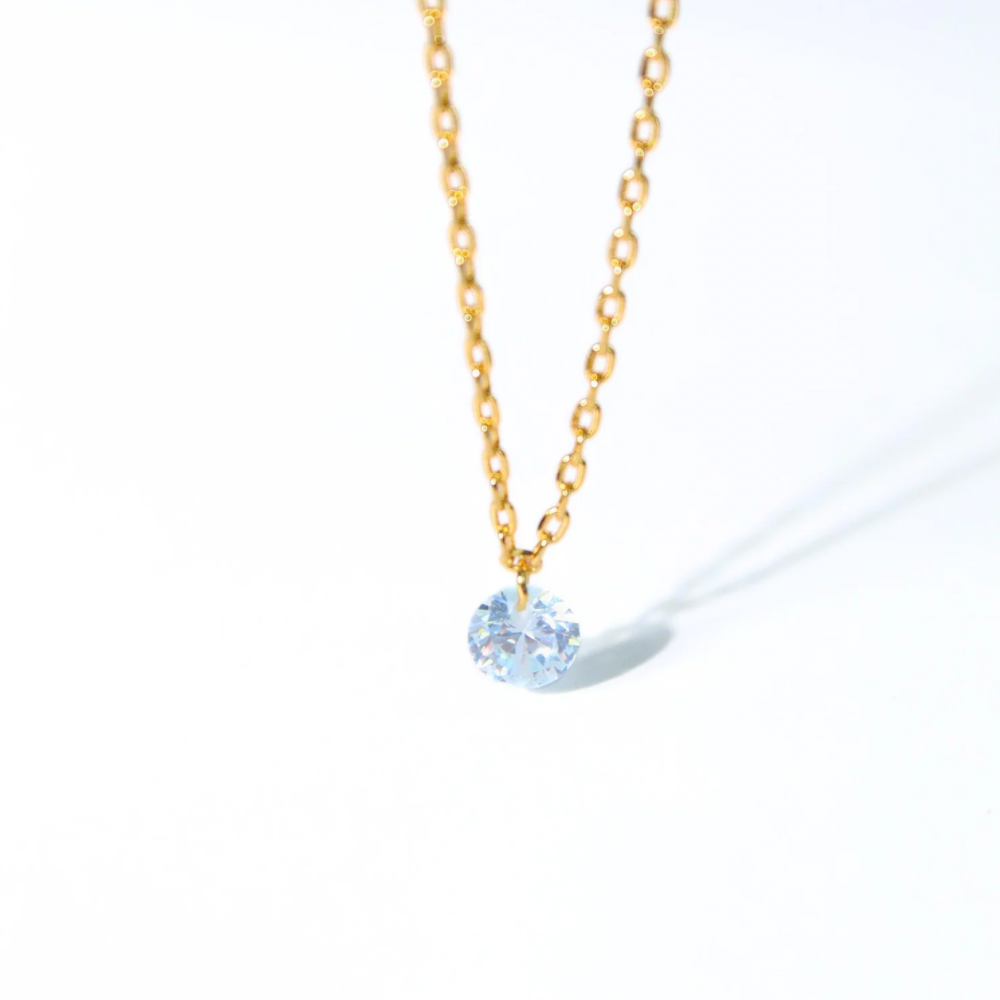 Float diamond necklace -Blue