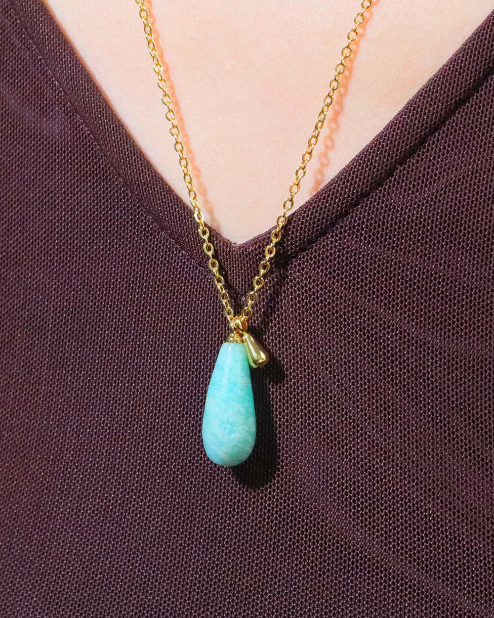 waterdrop Amazonyte long necklace