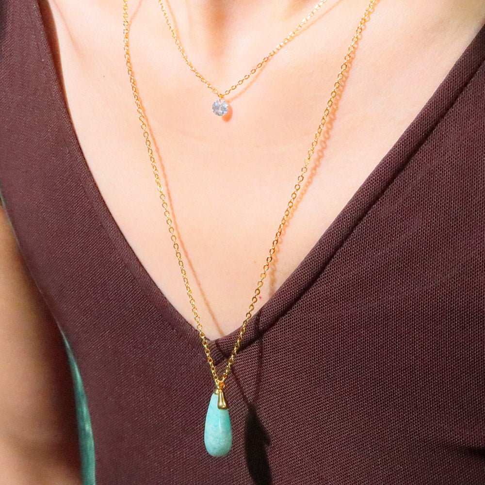 
                      
                        waterdrop Amazonyte long necklace
                      
                    