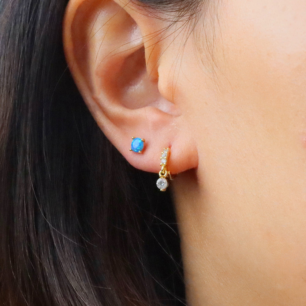 Mini Blue Opal flat-locker stud