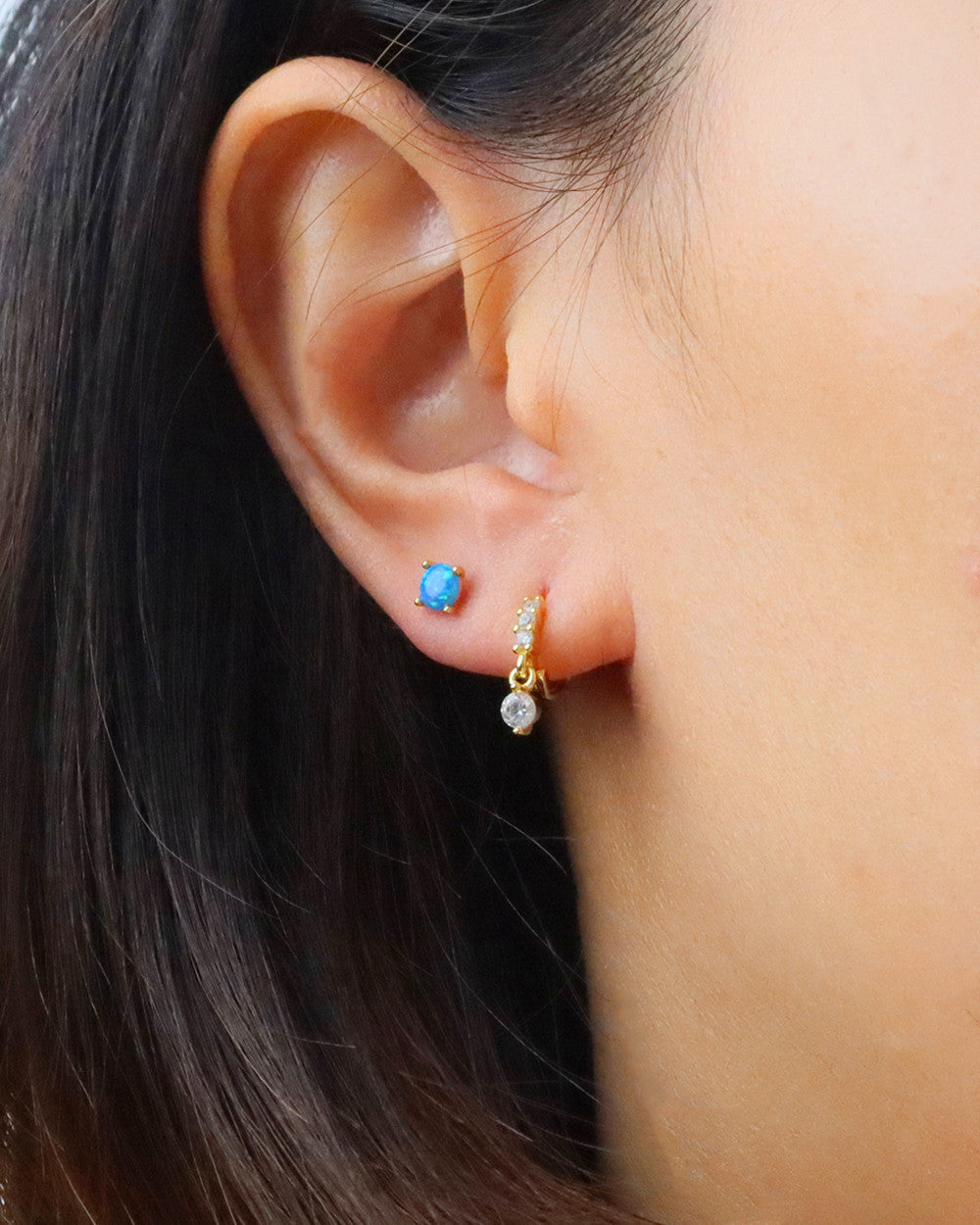 Mini Blue Opal flat-locker stud