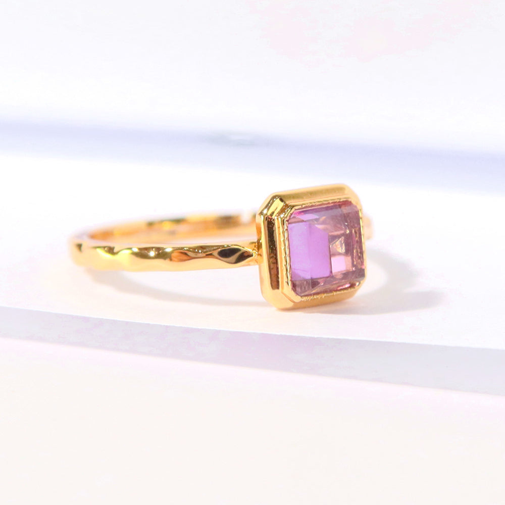 amethyst ring thick 14K vermeil adjusted size