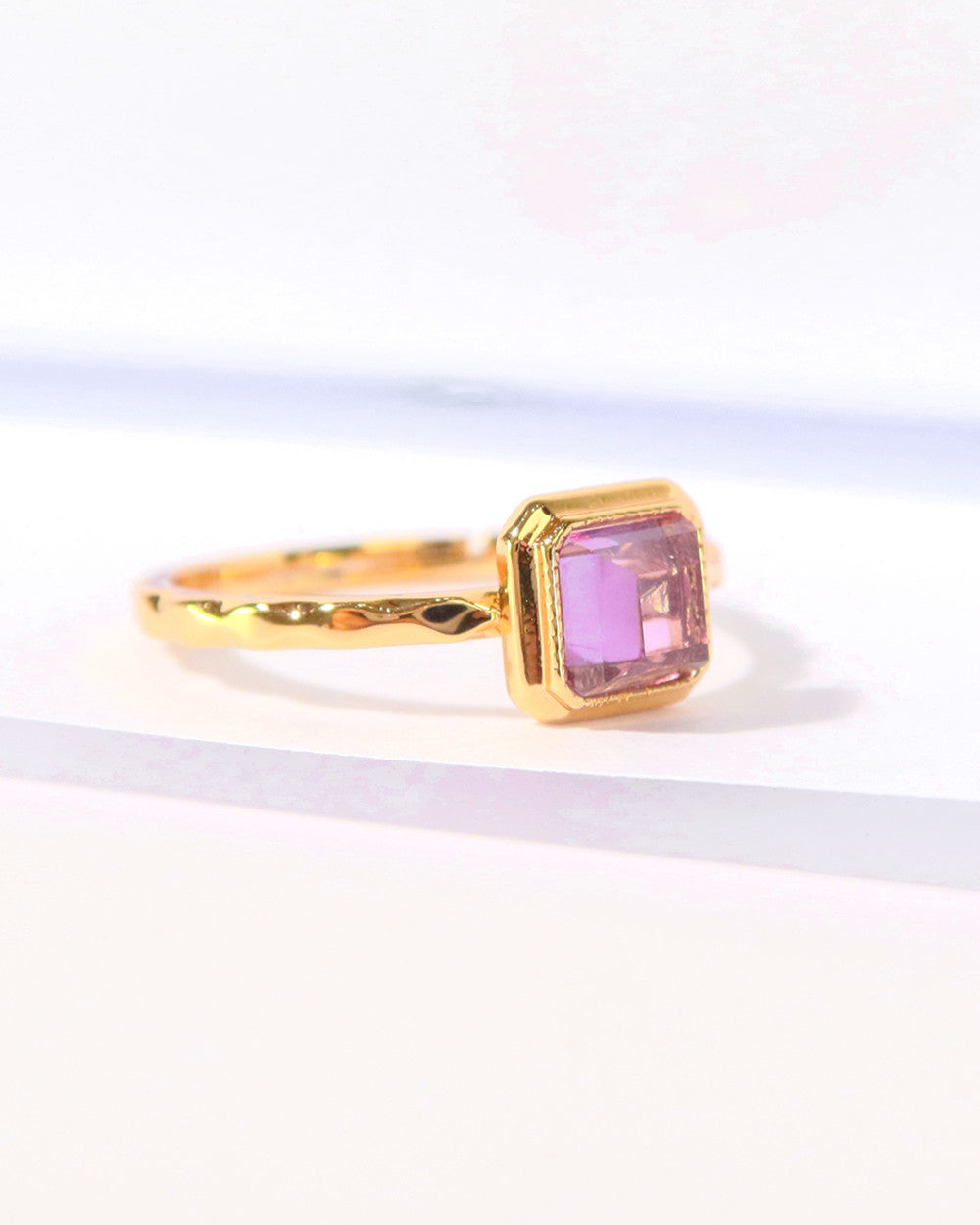 amethyst ring thick 14K vermeil adjusted size