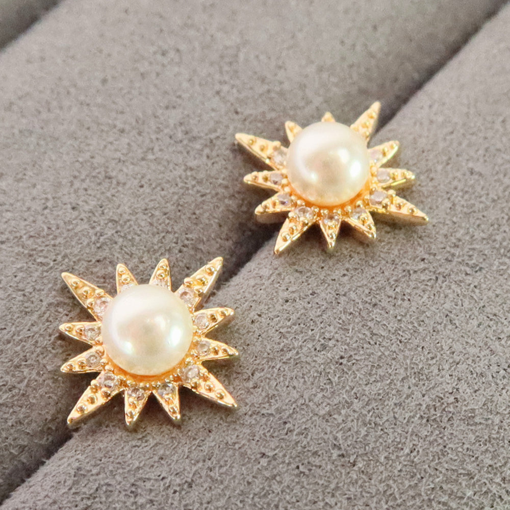 
                      
                        pearl hexagram stud earring 18k gold plating with 5A zircon
                      
                    