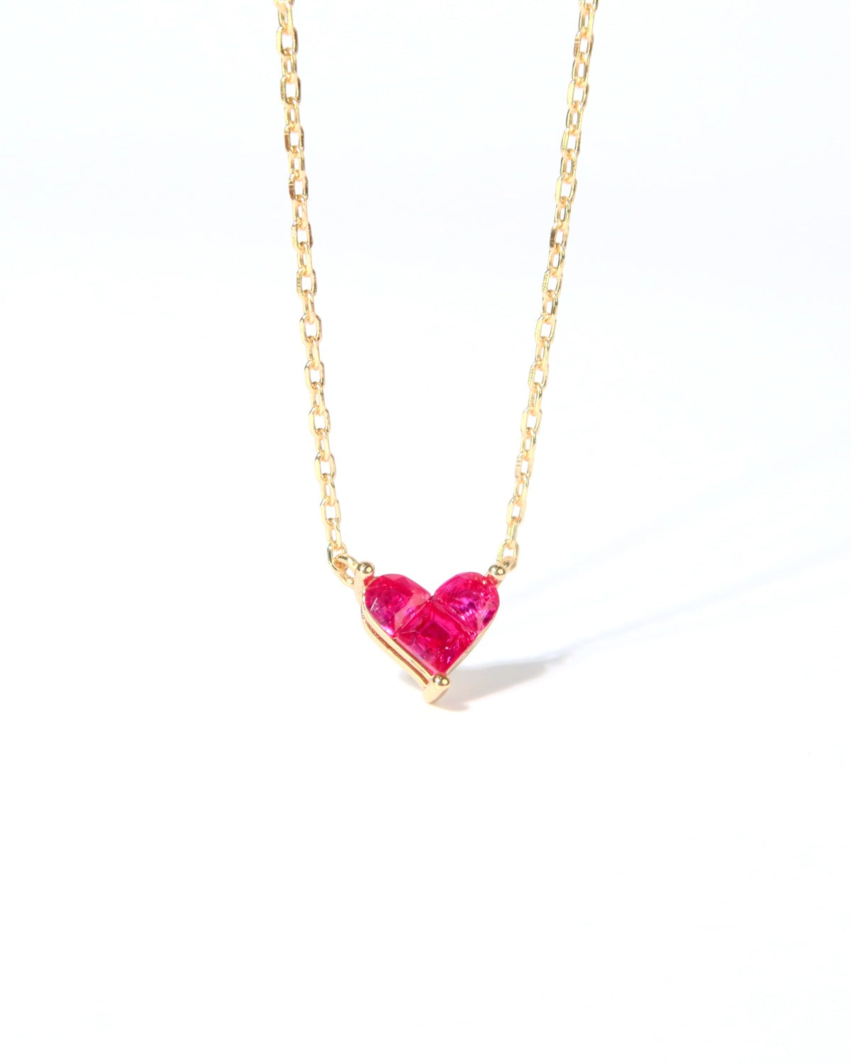 Tiny ruby heart necklace 925silver 14vermeil