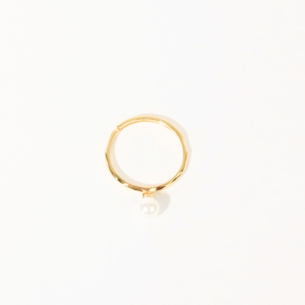 Dangling pearl ring 925silver 14k vermeil