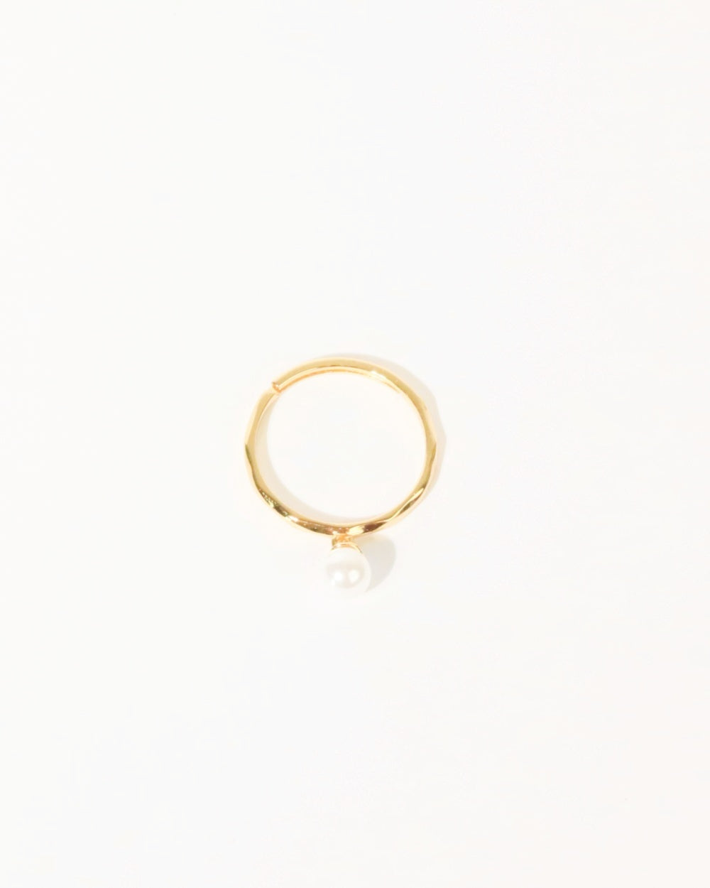 Dangling pearl ring 925silver 14k vermeil