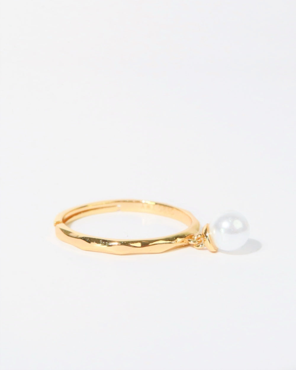 Dangling pearl ring 925silver 14k vermeil