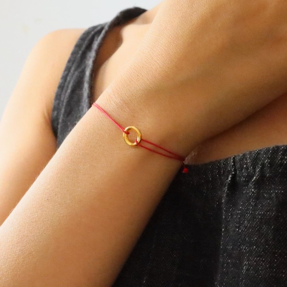 infinity red line bracelet 18k gold plating with red luck silk chain