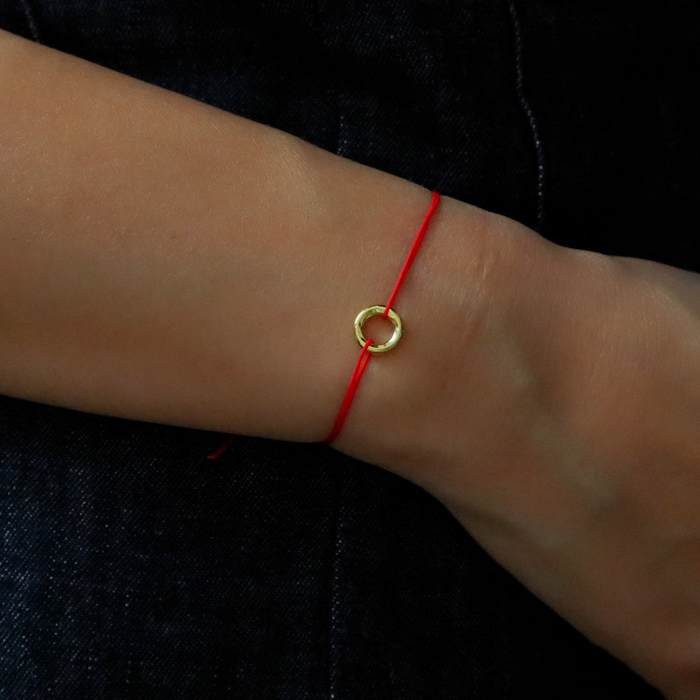 infinity red line bracelet 18k gold plating with red luck silk chain