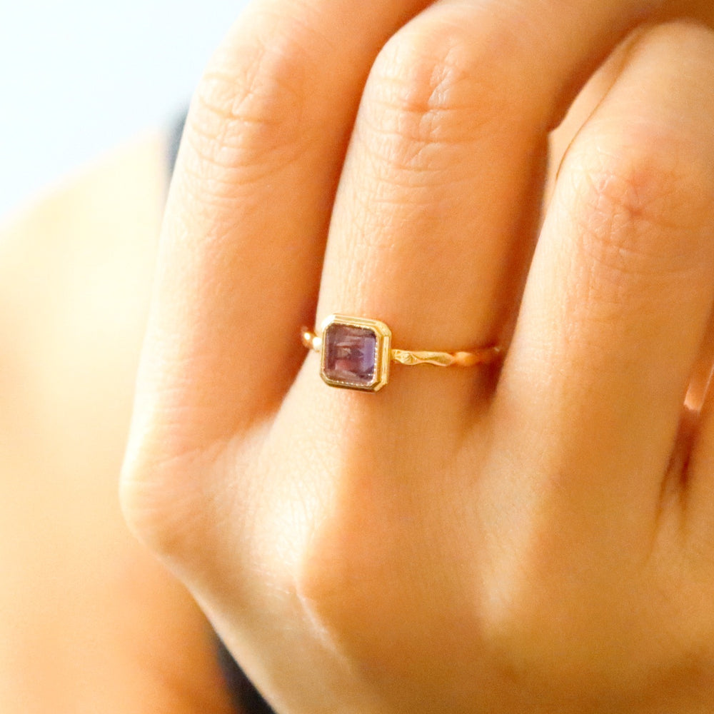 amethyst ring thick 14K vermeil adjusted size