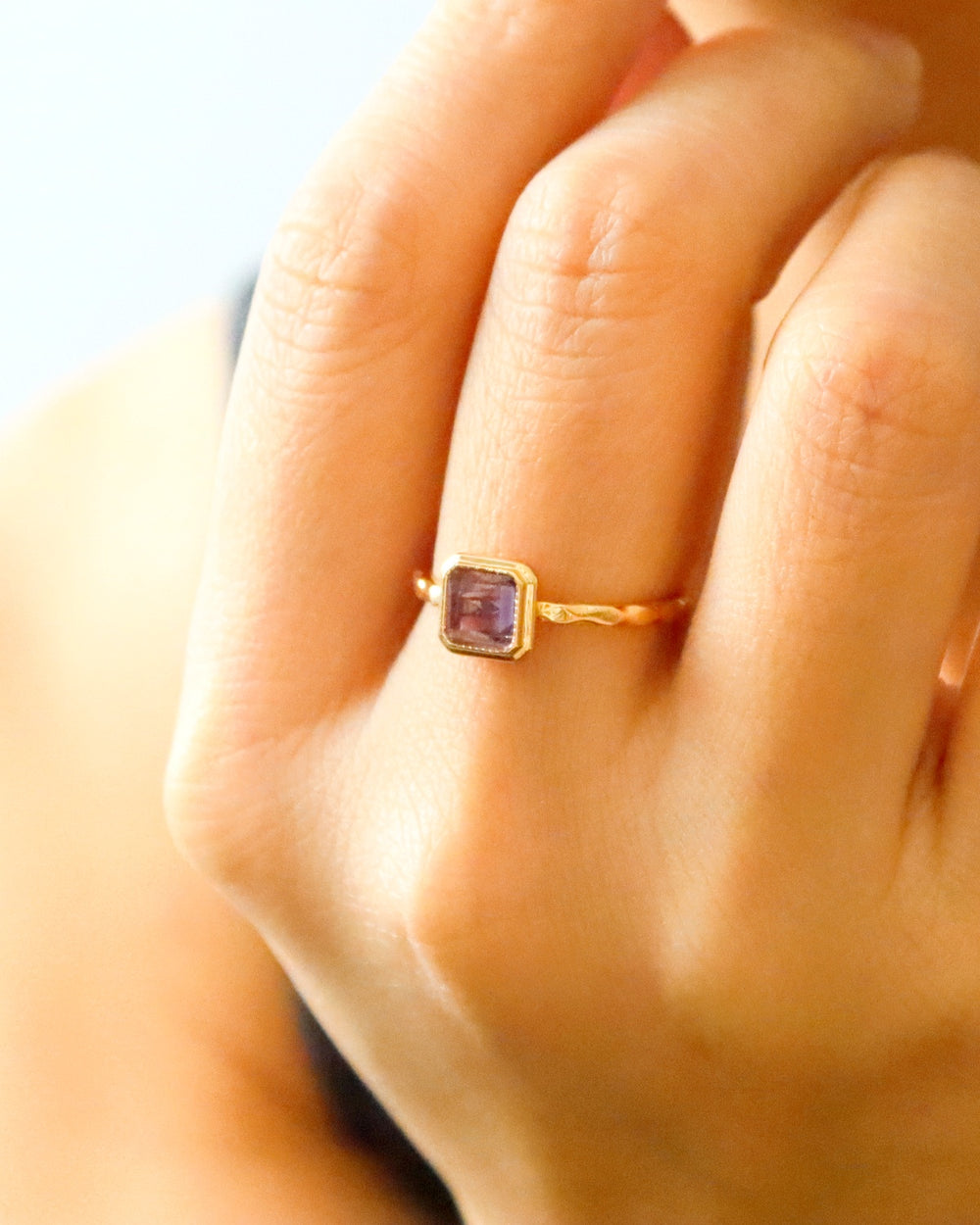 amethyst ring thick 14K vermeil adjusted size