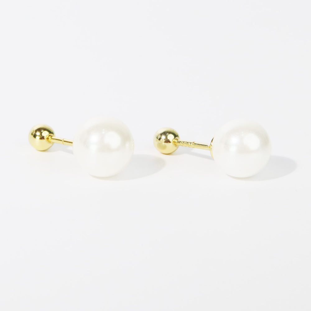 1cm pearl srew-locker stud 925silver 14k vermeil