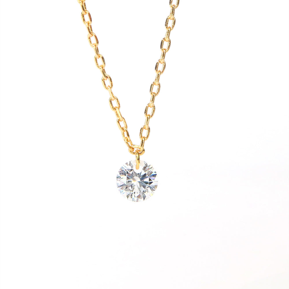 Float diamond necklace -White